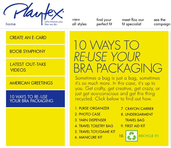 Screen shot of Playtex Laugh, Play, Share web site