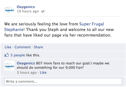 Oxygenics Thanks Bloggers For Facebook Contest Promotion