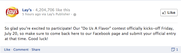 Lay's "Do Us A Flavor" crowd sourced contest on Facebook