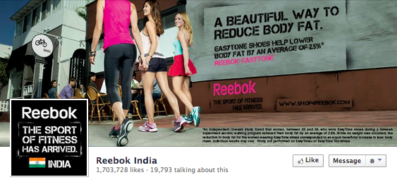 Reebok India Facebook page