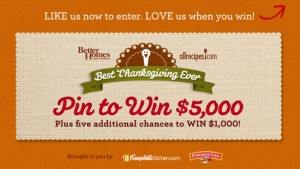 'Best Thanksgiving Ever' Sweepstakes Entry Form