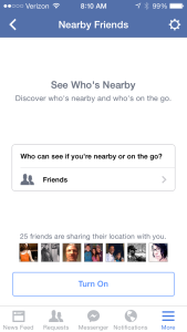 Facebook Nearby Friends screenshot